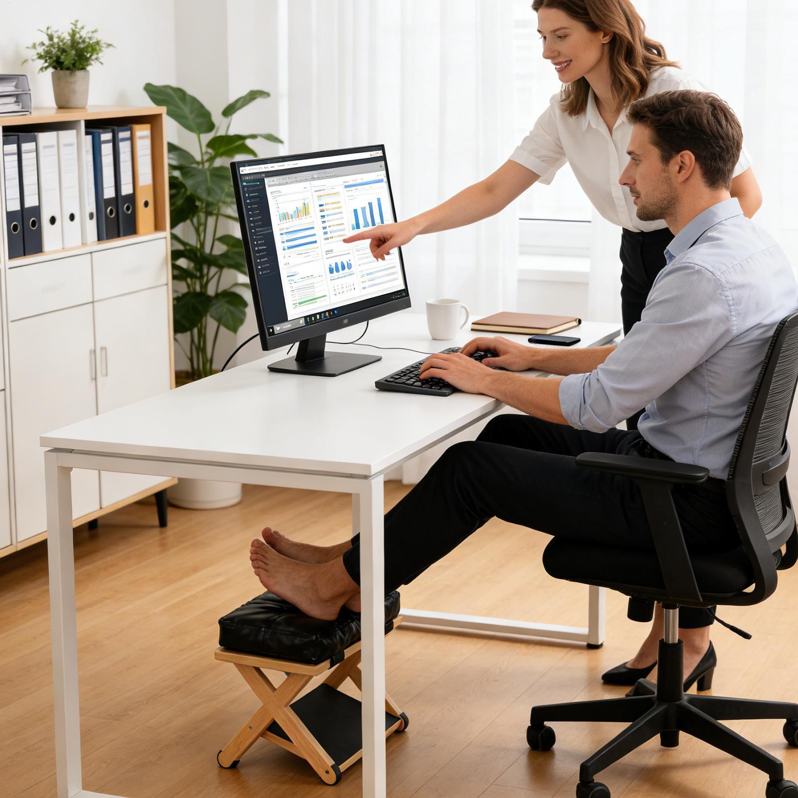 مسند قدم خشبي مزدوج الطبقات غي - مراجعة Footrest Under Desk وسعره